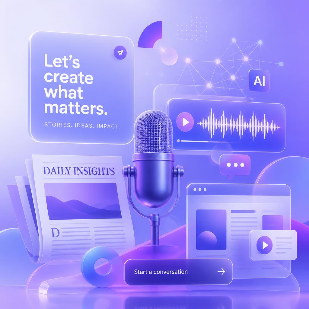 Medien-Maker-Illustration: Podcast, KI und digitale Inhalte